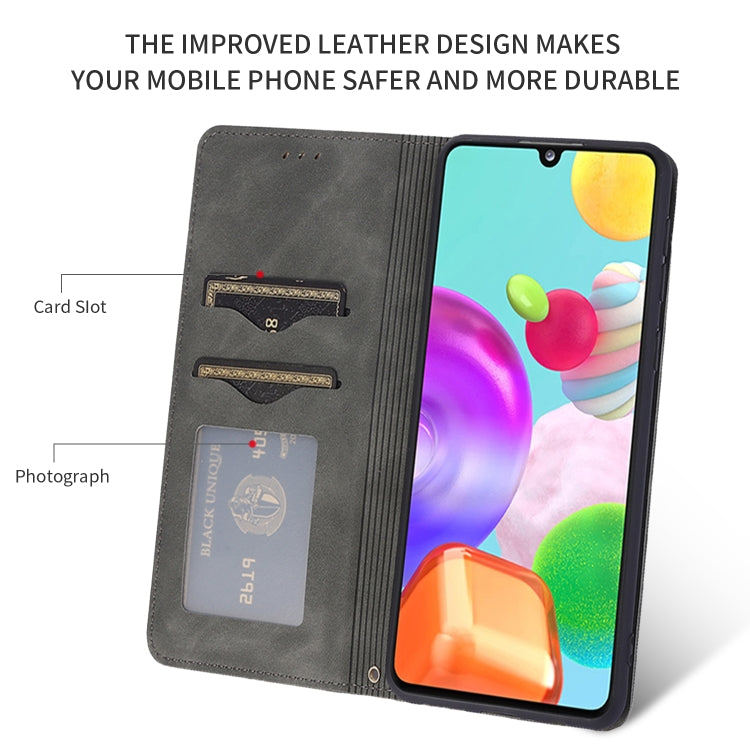 For Samsung Galaxy A41 (EU) Retro Skin Feel Business Magnetic Horizontal Flip Leather Case