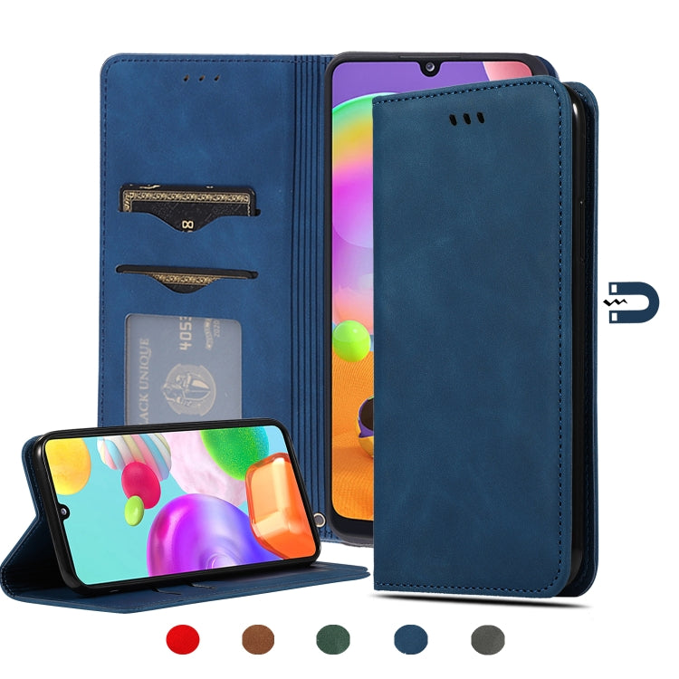 For Samsung Galaxy A41 (EU) Retro Skin Feel Business Magnetic Horizontal Flip Leather Case