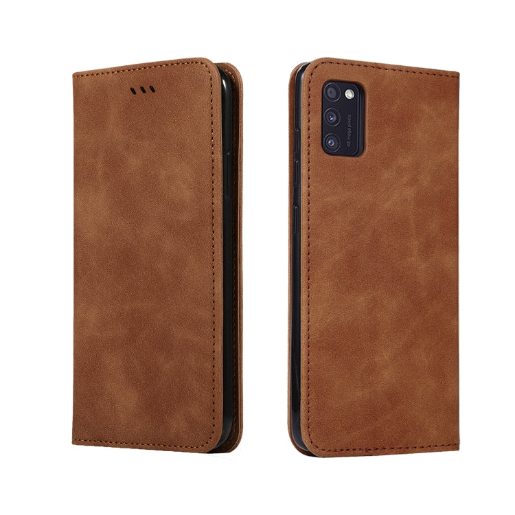 For Samsung Galaxy A41 (EU) Retro Skin Feel Business Magnetic Horizontal Flip Leather Case