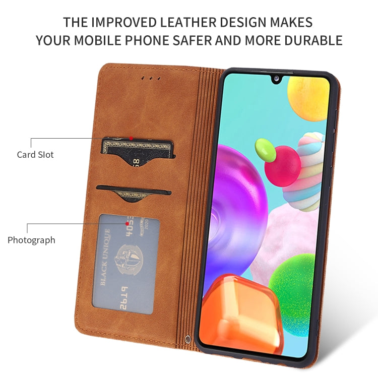 For Samsung Galaxy A41 (EU) Retro Skin Feel Business Magnetic Horizontal Flip Leather Case