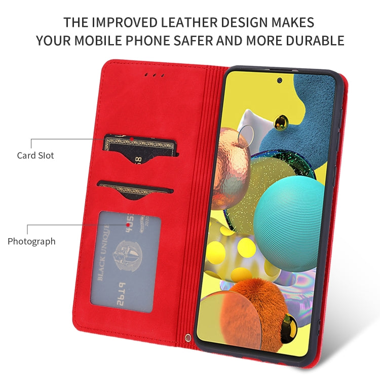 For Samsung Galaxy A51 5G Retro Skin Feel Business Magnetic Horizontal Flip Leather Case