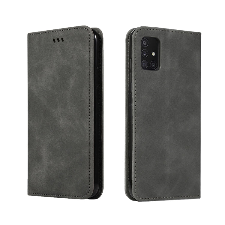 For Samsung Galaxy A51 5G Retro Skin Feel Business Magnetic Horizontal Flip Leather Case