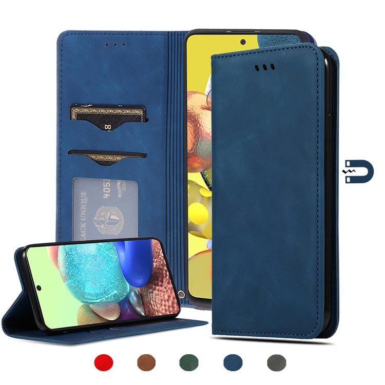 For Samsung Galaxy A51 5G Retro Skin Feel Business Magnetic Horizontal Flip Leather Case