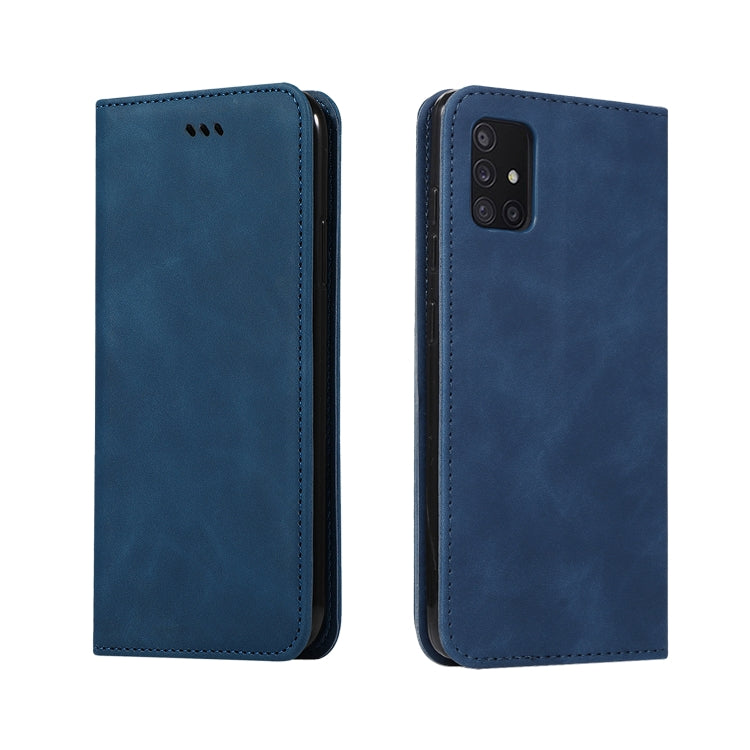 For Samsung Galaxy A51 5G Retro Skin Feel Business Magnetic Horizontal Flip Leather Case