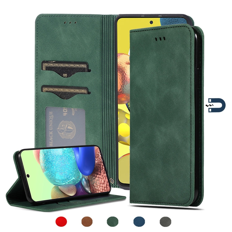 For Samsung Galaxy A51 5G Retro Skin Feel Business Magnetic Horizontal Flip Leather Case