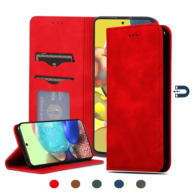 For Samsung Galaxy A71 5G Retro Skin Feel Business Magnetic Horizontal Flip Leather Case