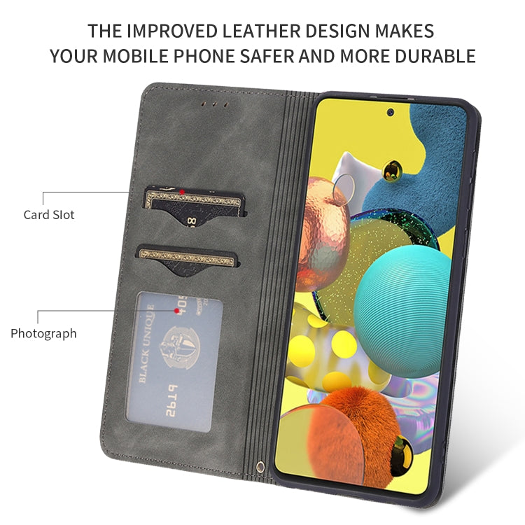 For Samsung Galaxy A71 5G Retro Skin Feel Business Magnetic Horizontal Flip Leather Case