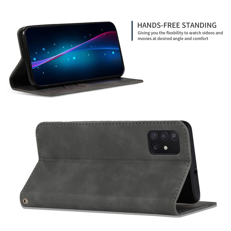 For Samsung Galaxy A71 5G Retro Skin Feel Business Magnetic Horizontal Flip Leather Case