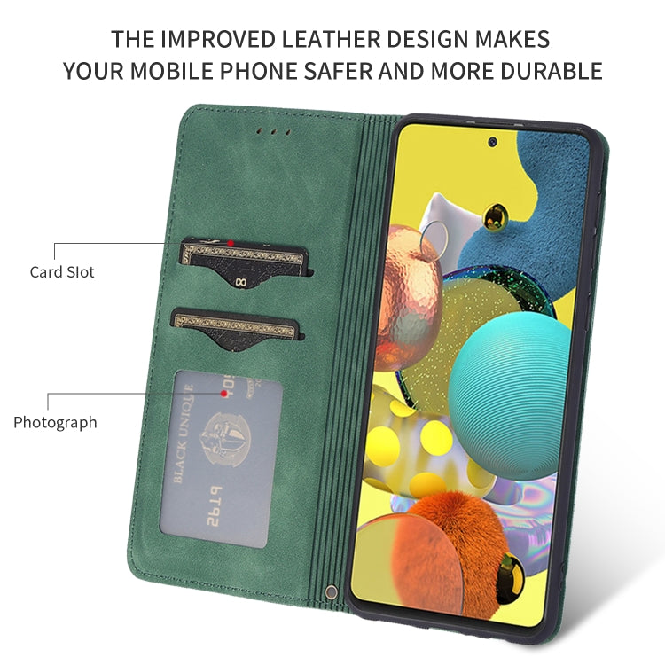 For Samsung Galaxy A71 5G Retro Skin Feel Business Magnetic Horizontal Flip Leather Case