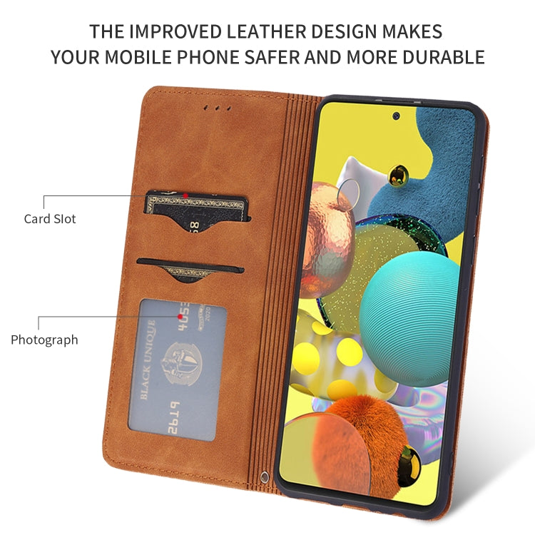 For Samsung Galaxy A71 5G Retro Skin Feel Business Magnetic Horizontal Flip Leather Case