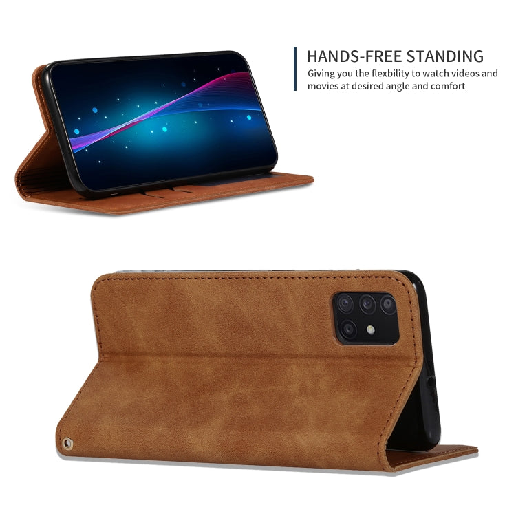 For Samsung Galaxy A71 5G Retro Skin Feel Business Magnetic Horizontal Flip Leather Case