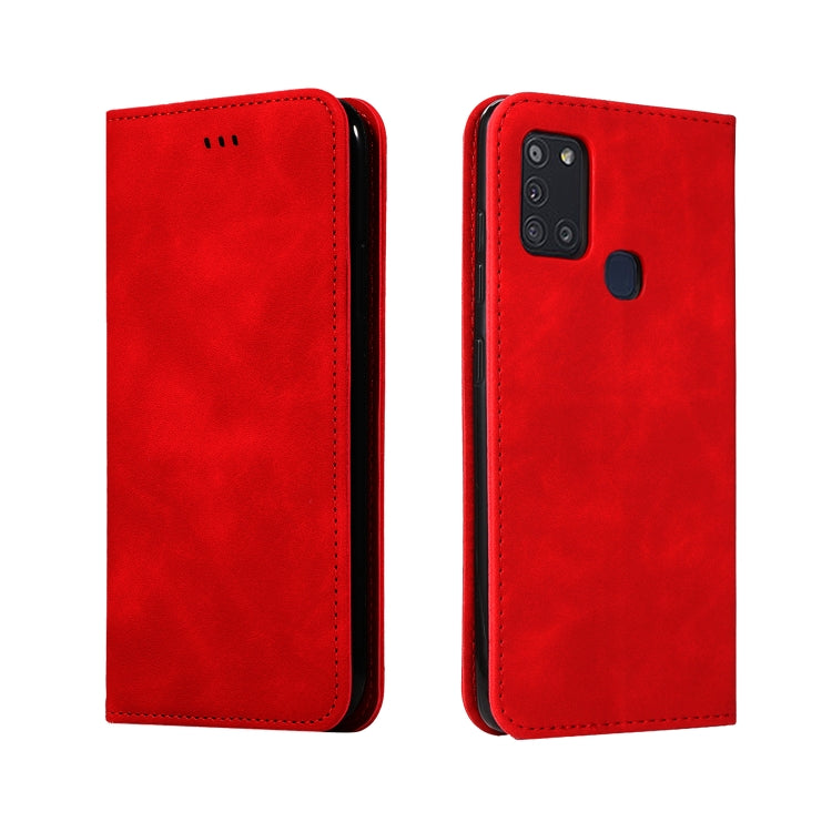 For Samsung Galaxy A21s Retro Skin Feel Business Magnetic Horizontal Flip Leather Case