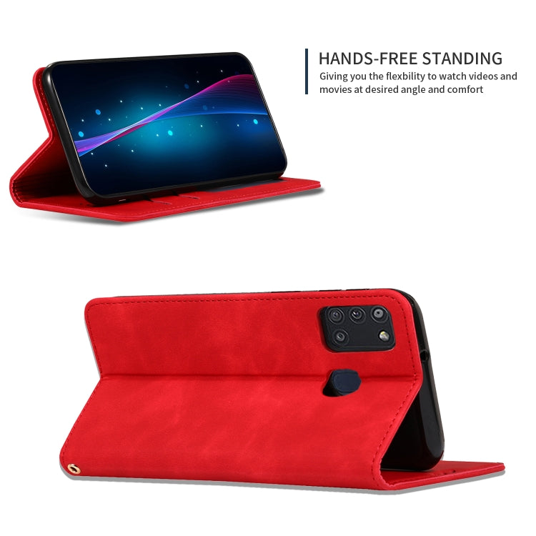 For Samsung Galaxy A21s Retro Skin Feel Business Magnetic Horizontal Flip Leather Case