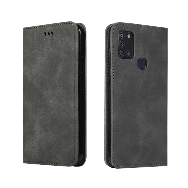 For Samsung Galaxy A21s Retro Skin Feel Business Magnetic Horizontal Flip Leather Case