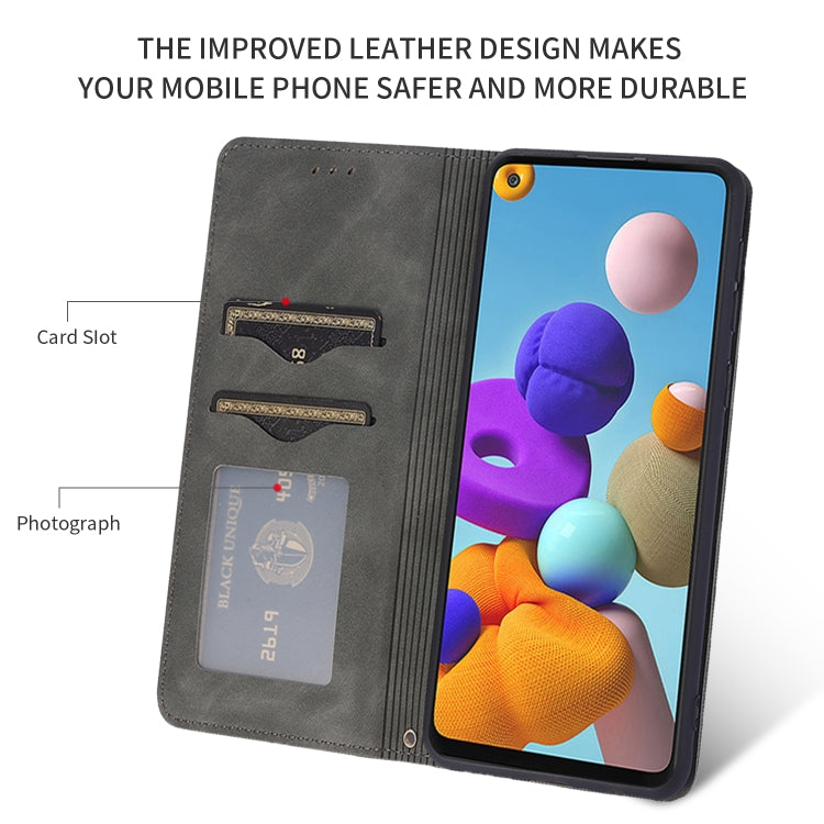 For Samsung Galaxy A21s Retro Skin Feel Business Magnetic Horizontal Flip Leather Case