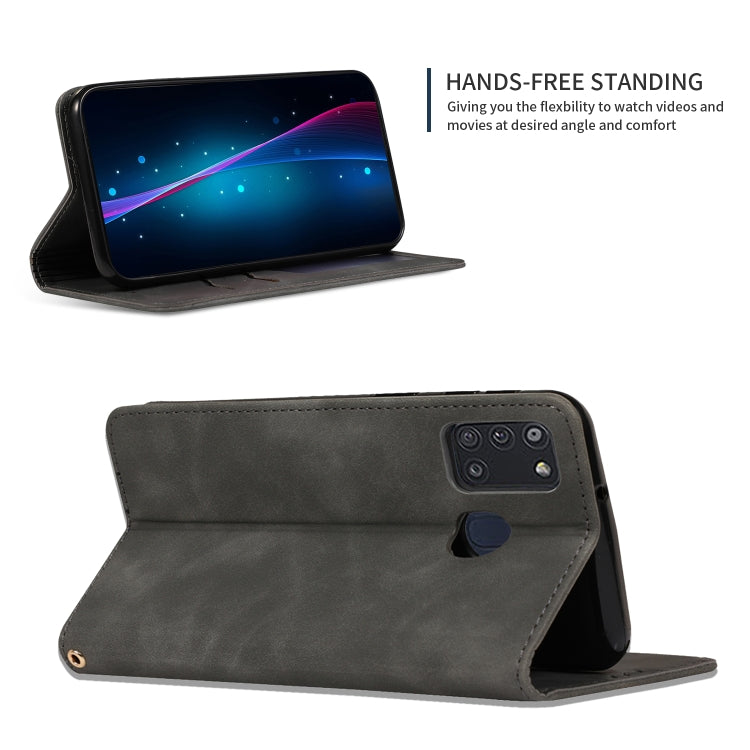 For Samsung Galaxy A21s Retro Skin Feel Business Magnetic Horizontal Flip Leather Case