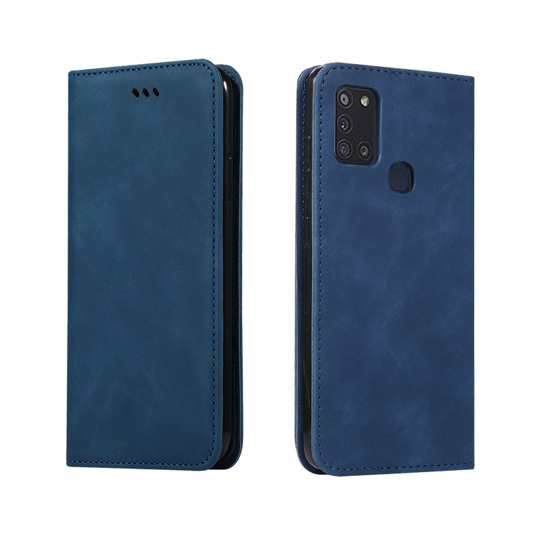 For Samsung Galaxy A21s Retro Skin Feel Business Magnetic Horizontal Flip Leather Case