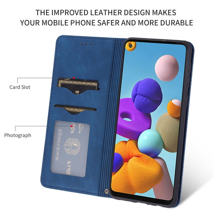 For Samsung Galaxy A21s Retro Skin Feel Business Magnetic Horizontal Flip Leather Case