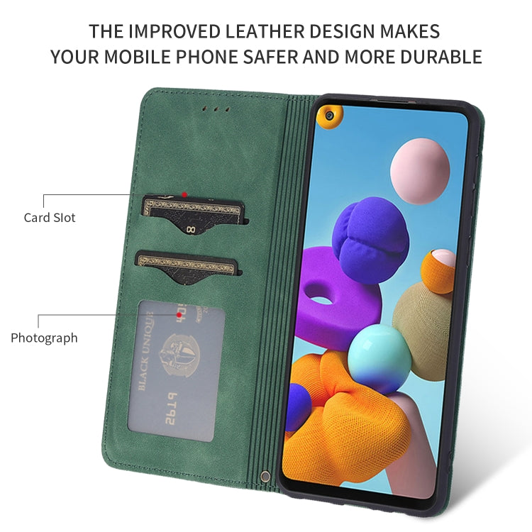 For Samsung Galaxy A21s Retro Skin Feel Business Magnetic Horizontal Flip Leather Case