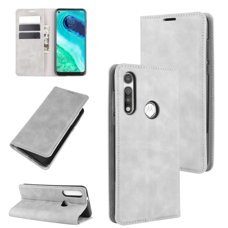 For Motorola Moto G Fast Retro-skin Business Magnetic Suction Leather Case with Holder & Card Slots & Wallet