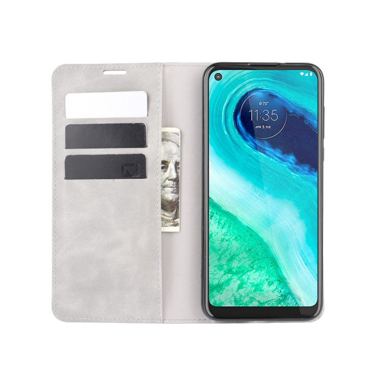 For Motorola Moto G Fast Retro-skin Business Magnetic Suction Leather Case with Holder & Card Slots & Wallet