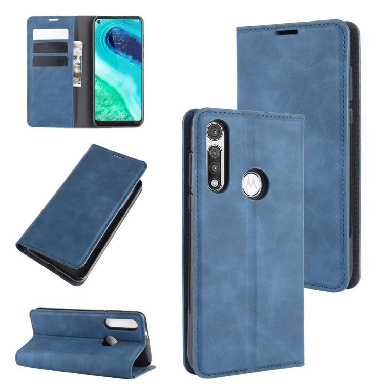 For Motorola Moto G Fast Retro-skin Business Magnetic Suction Leather Case with Holder & Card Slots & Wallet