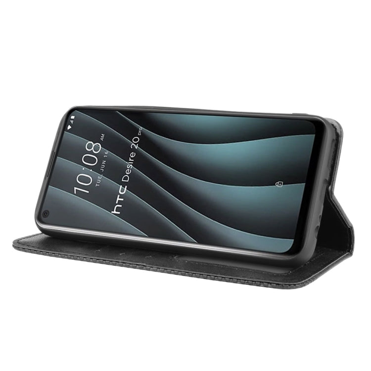 For HTC Desire 20 Pro Magnetic Buckle Retro Crazy Horse Texture Horizontal Flip Leather Case  , with Holder & Card Slots & Photo Frame