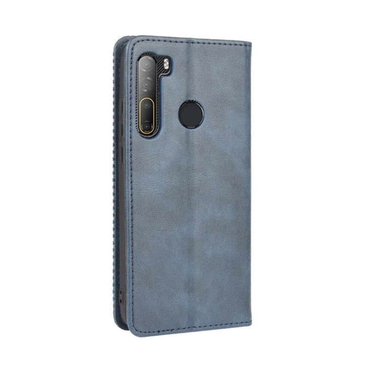 For HTC Desire 20 Pro Magnetic Buckle Retro Crazy Horse Texture Horizontal Flip Leather Case  , with Holder & Card Slots & Photo Frame