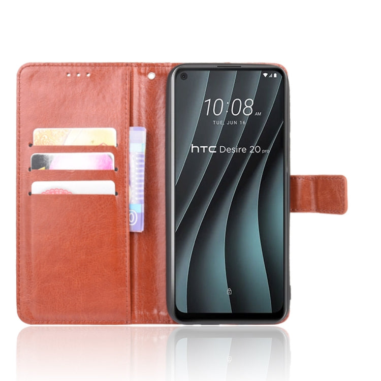 For HTC Desire 20 Pro Retro Crazy Horse Texture Horizontal Flip Leather Case , with Holder & Card Slots & Photo Frame