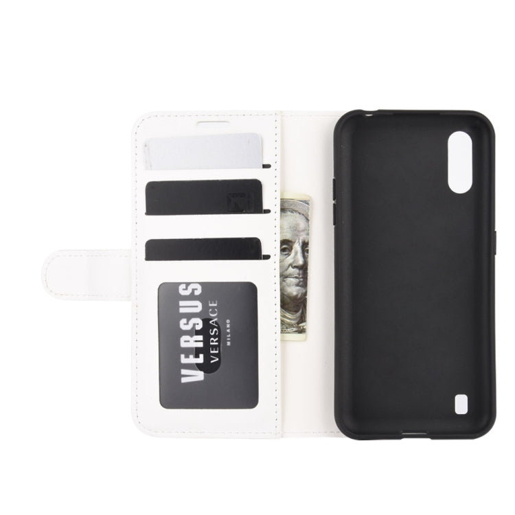 For Samsung Galaxy M01 R64 Texture Single Horizontal Flip Protective Case with Holder & Card Slots & Wallet& Photo Frame