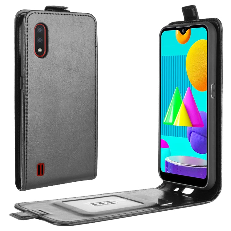 For Samsung Galaxy M01 R64 Texture Single Vertical Flip Leather Protective Case with Card Slots & Photo Frame