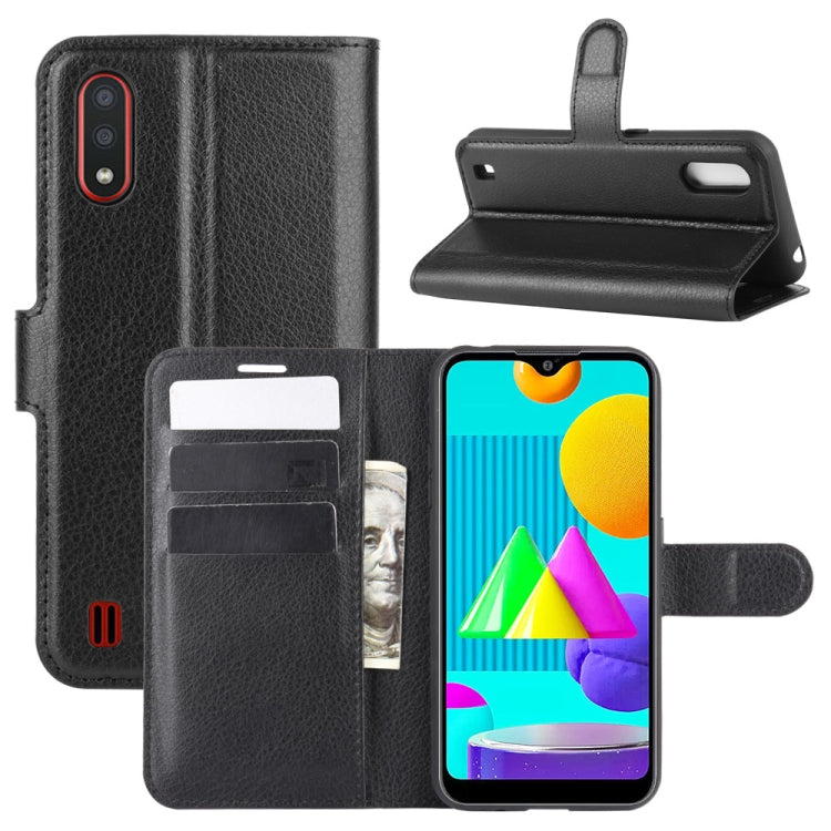 For Samsung Galaxy M01 Litchi Texture Horizontal Flip Protective Case with Holder & Card Slots & Wallet