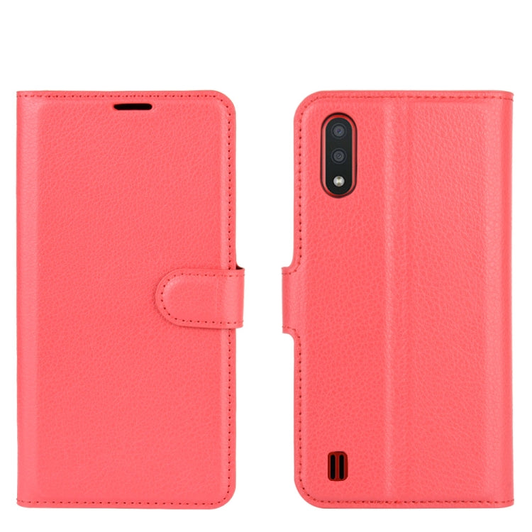 For Samsung Galaxy M01 Litchi Texture Horizontal Flip Protective Case with Holder & Card Slots & Wallet
