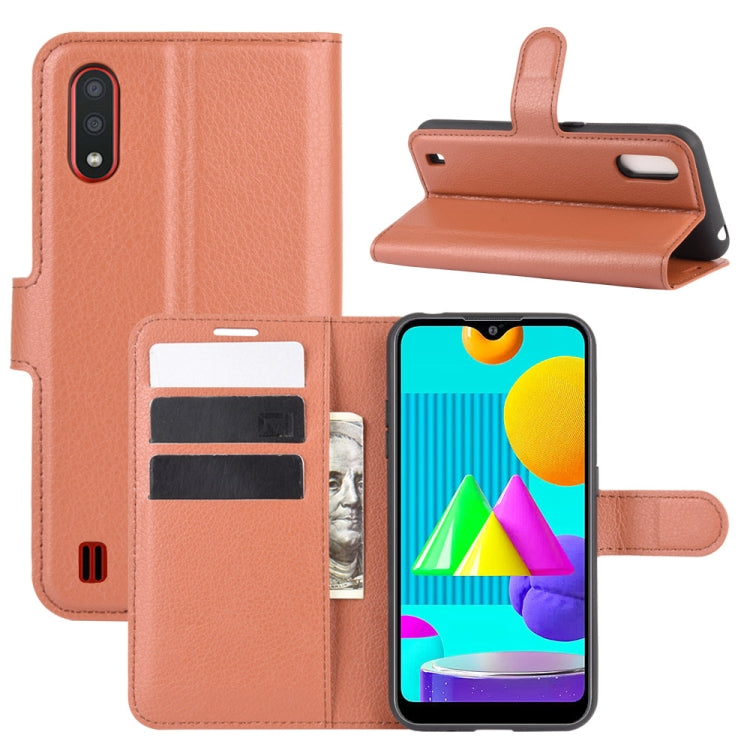 For Samsung Galaxy M01 Litchi Texture Horizontal Flip Protective Case with Holder & Card Slots & Wallet