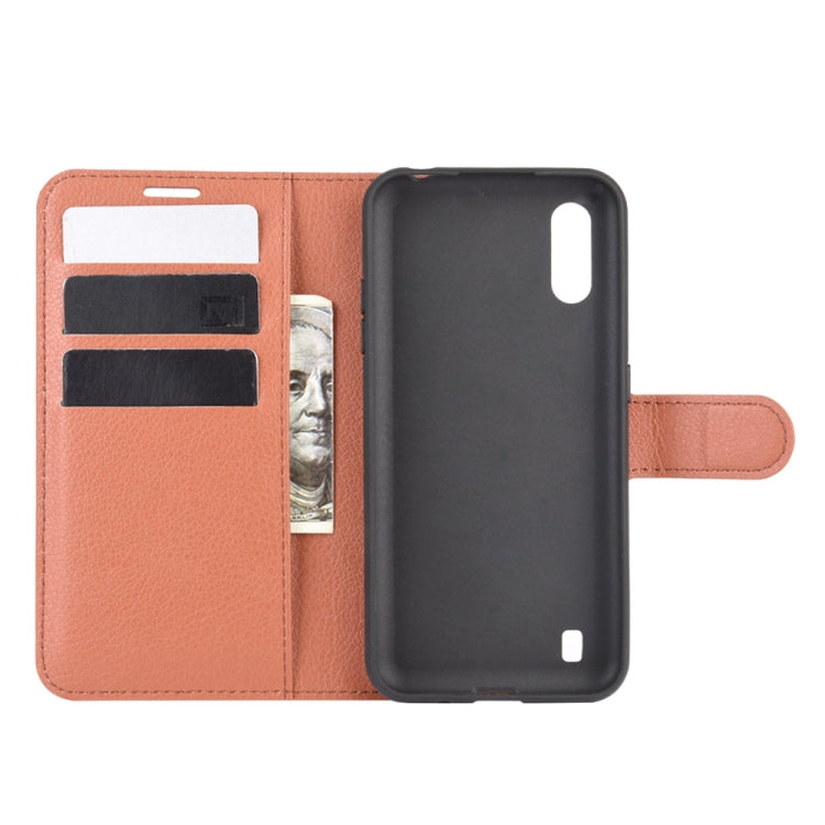 For Samsung Galaxy M01 Litchi Texture Horizontal Flip Protective Case with Holder & Card Slots & Wallet