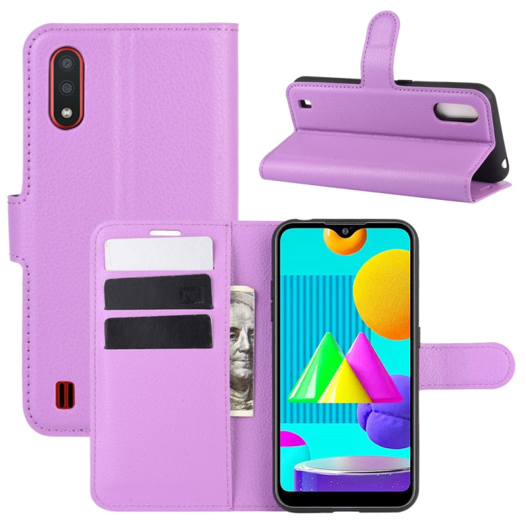 For Samsung Galaxy M01 Litchi Texture Horizontal Flip Protective Case with Holder & Card Slots & Wallet