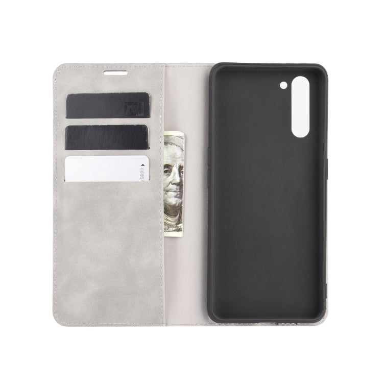 For OPPO Reno 3A (Japanese Version)  Retro-skin Business Magnetic Suction Leather Case with Holder & Card Slots & Wallet