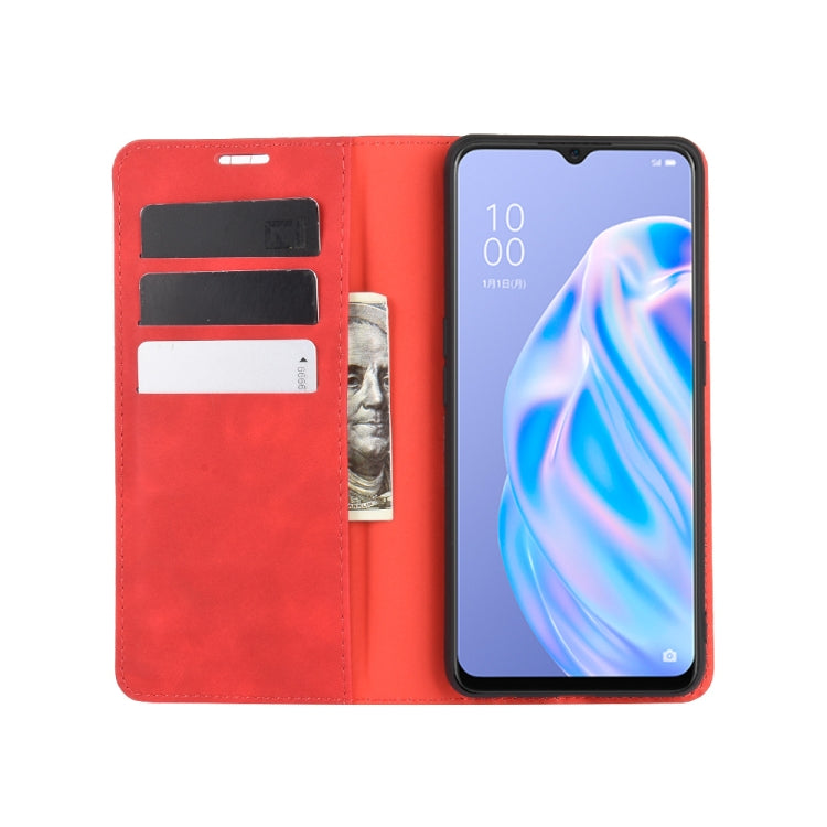 For OPPO Reno 3A (Japanese Version)  Retro-skin Business Magnetic Suction Leather Case with Holder & Card Slots & Wallet