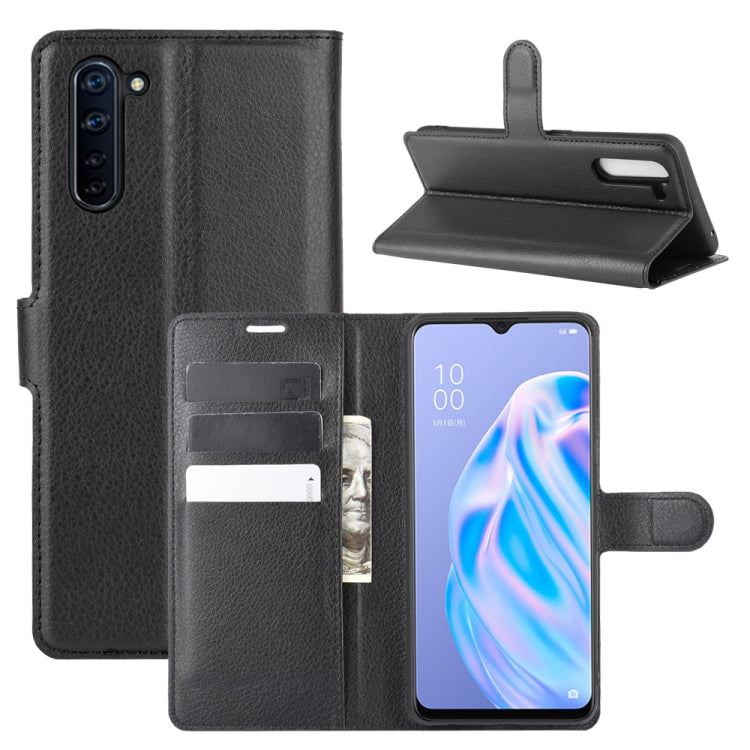 For OPPO Reno 3A (Japanese Version) Litchi Texture Horizontal Flip Protective Case with Holder & Card Slots & Wallet