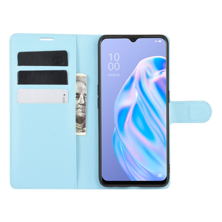 For OPPO Reno 3A (Japanese Version) Litchi Texture Horizontal Flip Protective Case with Holder & Card Slots & Wallet