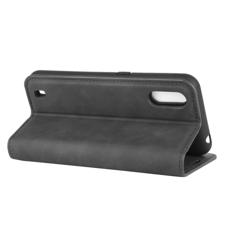 For Samsung Galaxy M01 Retro-skin Business Magnetic Suction Leather Case with Holder & Card Slots & Wallet