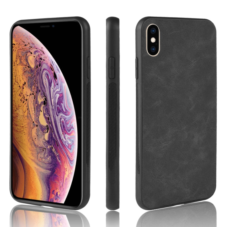 For iPhone X / XS Shockproof Sheep Skin PC + PU + TPU Case(Black)