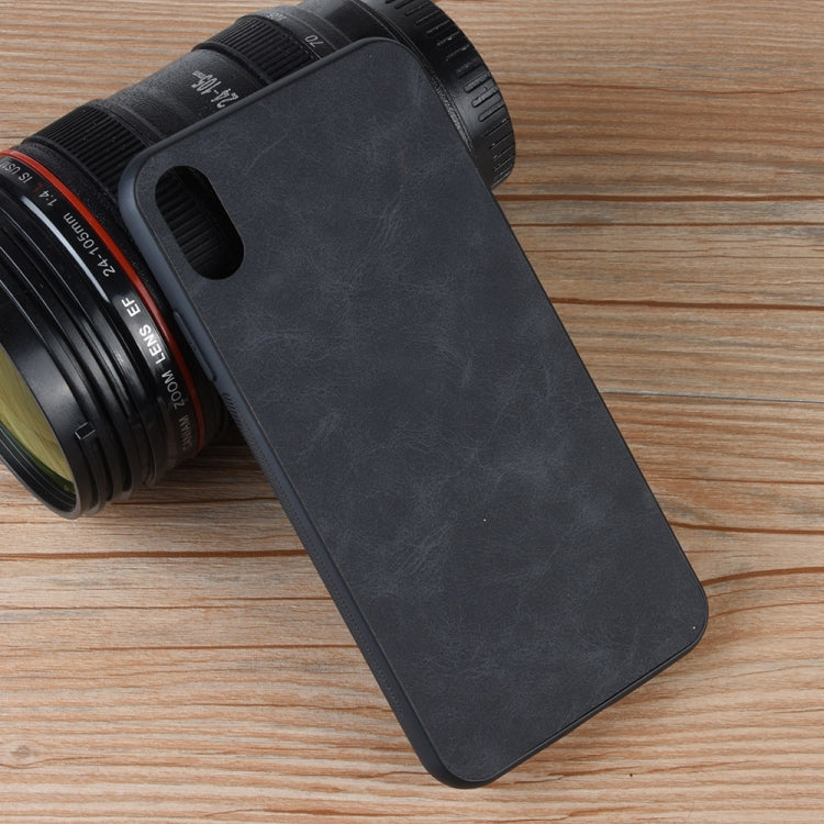 For iPhone X / XS Shockproof Sheep Skin PC + PU + TPU Case(Black)