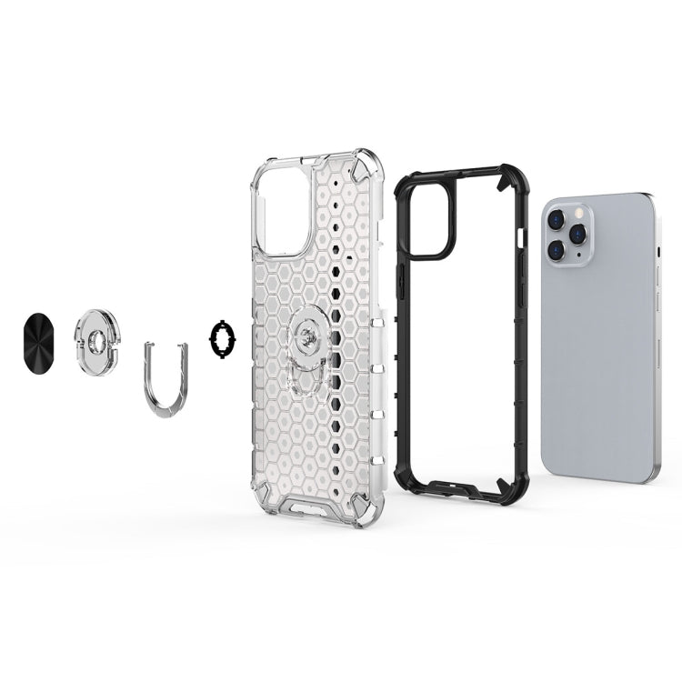 For iPhone 12 mini Shockproof Honeycomb PC + TPU Ring Holder Protection Case