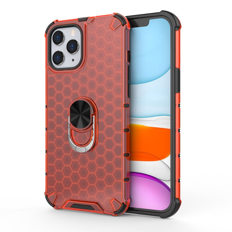 For iPhone 12 Pro Max Shockproof Honeycomb PC + TPU Ring Holder Protection Case