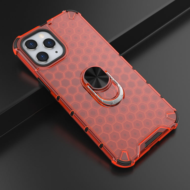 For iPhone 12 Pro Max Shockproof Honeycomb PC + TPU Ring Holder Protection Case