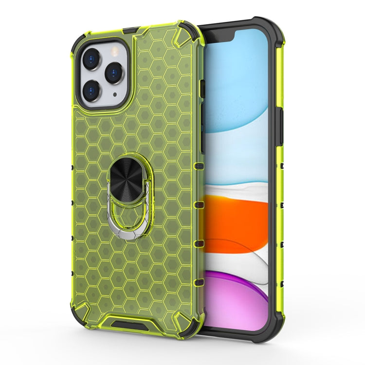 For iPhone 12 Pro Max Shockproof Honeycomb PC + TPU Ring Holder Protection Case