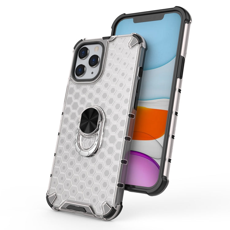 For iPhone 12 Pro Max Shockproof Honeycomb PC + TPU Ring Holder Protection Case