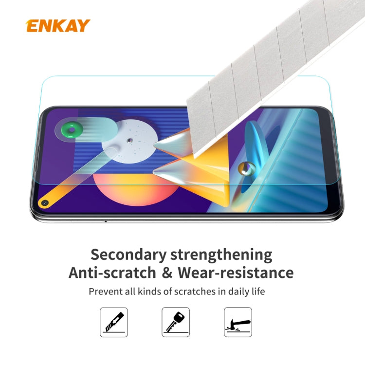 For Samsung Galaxy A11 / Galaxy M11 2 PCS ENKAY Hat-Prince 0.26mm 9H 2.5D Curved Edge Tempered Glass Film
