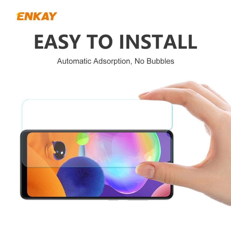 For Samsung Galaxy A31 2 PCS ENKAY Hat-Prince 0.26mm 9H 2.5D Curved Edge Tempered Glass Film